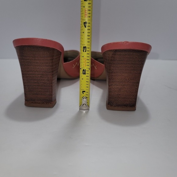 Danelle Women 8.5M Cone Heel Mules Coral Leather Boho Festival Y2K office Career - Picture 6 of 11